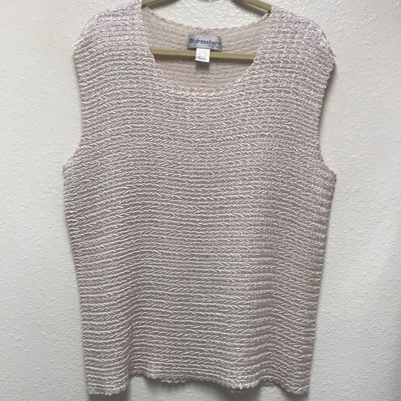 Dress Barn Woman Size 22 24 Sleeveless Ivory Cream Piqued Pullover Dress Top - Picture 2 of 7
